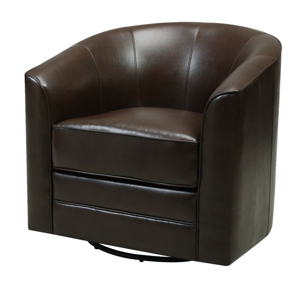 Andover Mills™ Euben 30" W Faux Leather Swivel Barrel Chair & Reviews